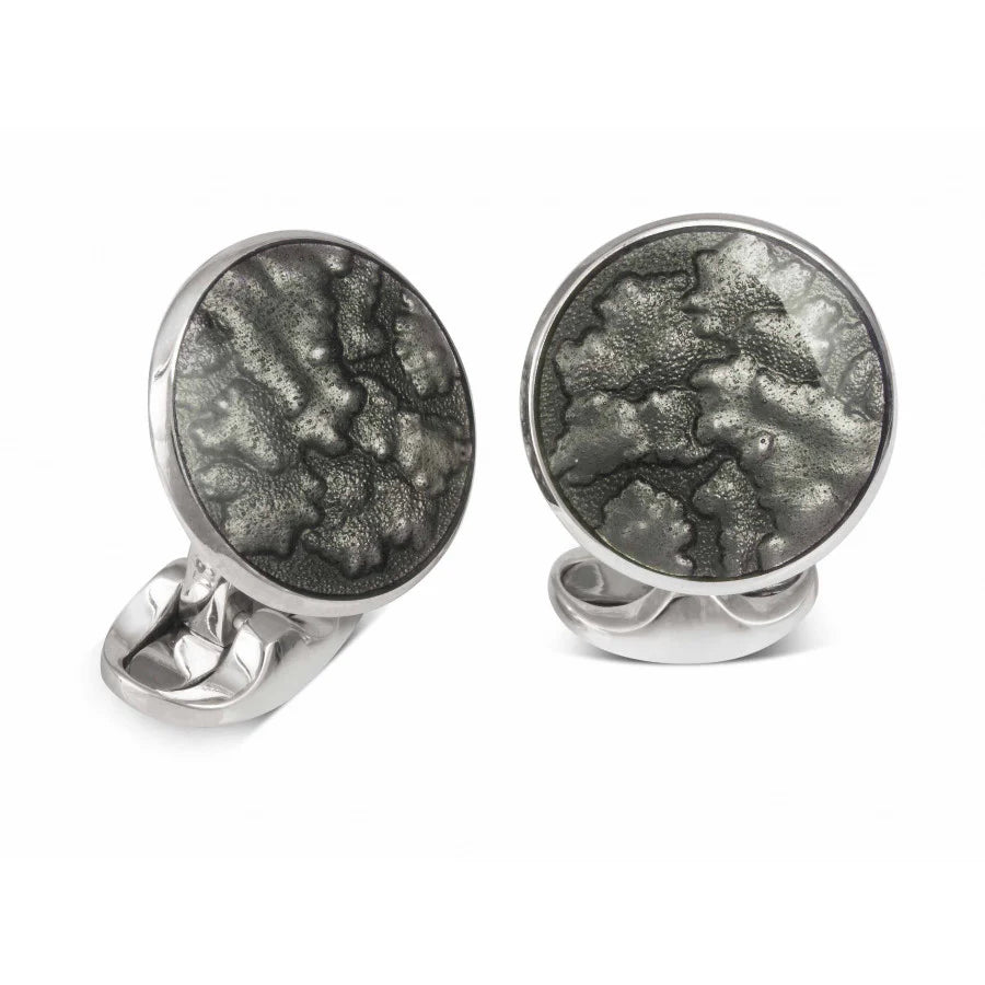Luxury Sterling Silver Summer Haze Enamel Cufflinks in Dark Grey - Deakin & Francis | EB London