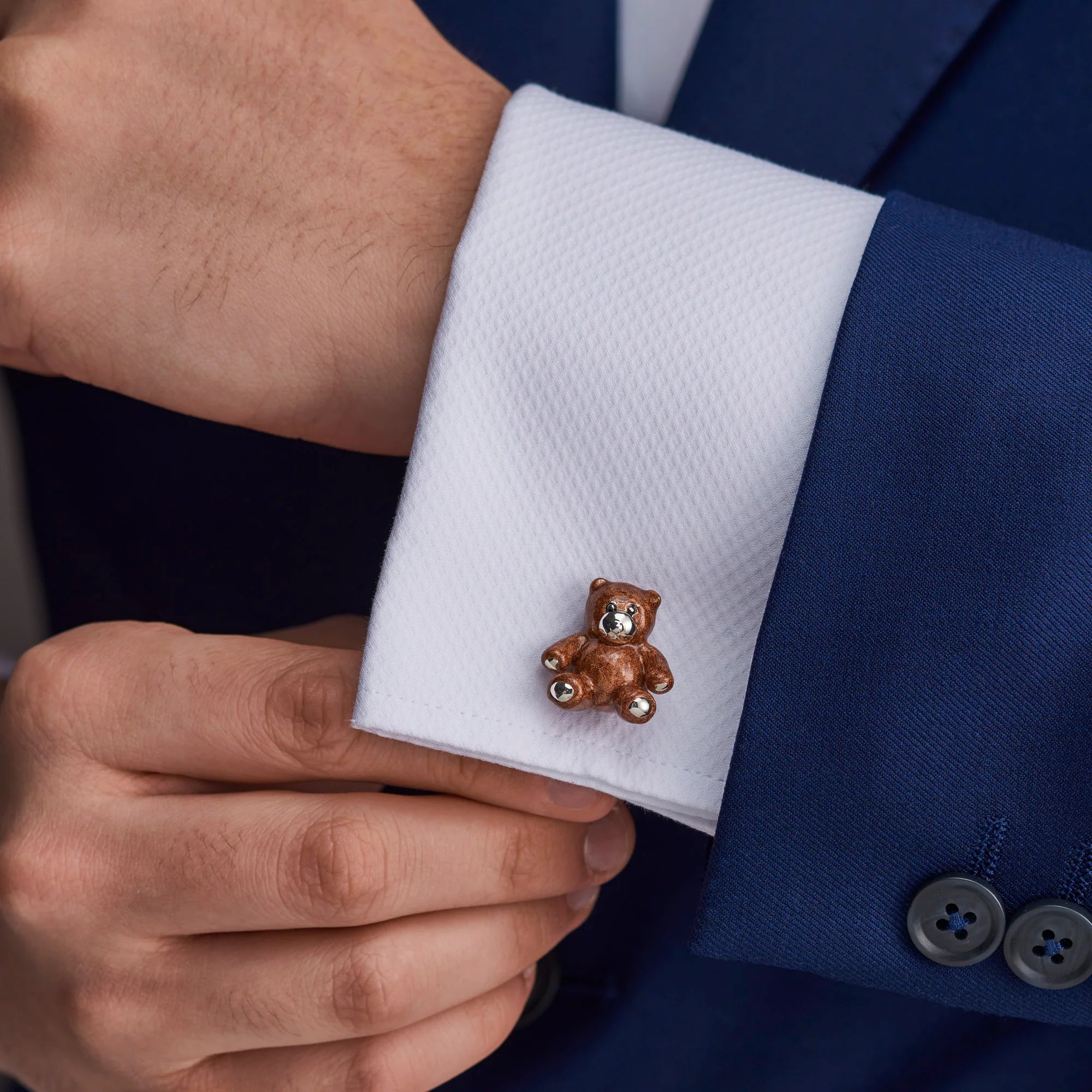 Sterling Silver Teddy Bear Cufflinks with Brown Enamel – Deakin & Francis - EB London