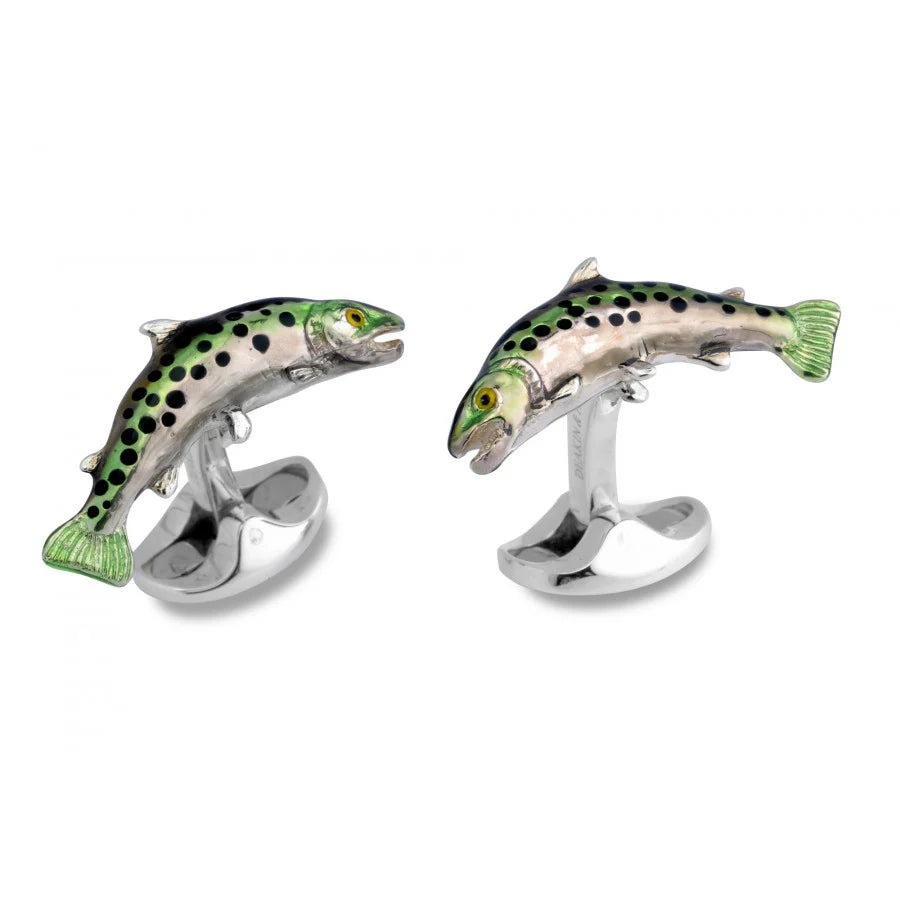 Sterling Silver Enamel Trout Cufflinks – Deakin & Francis - EB London