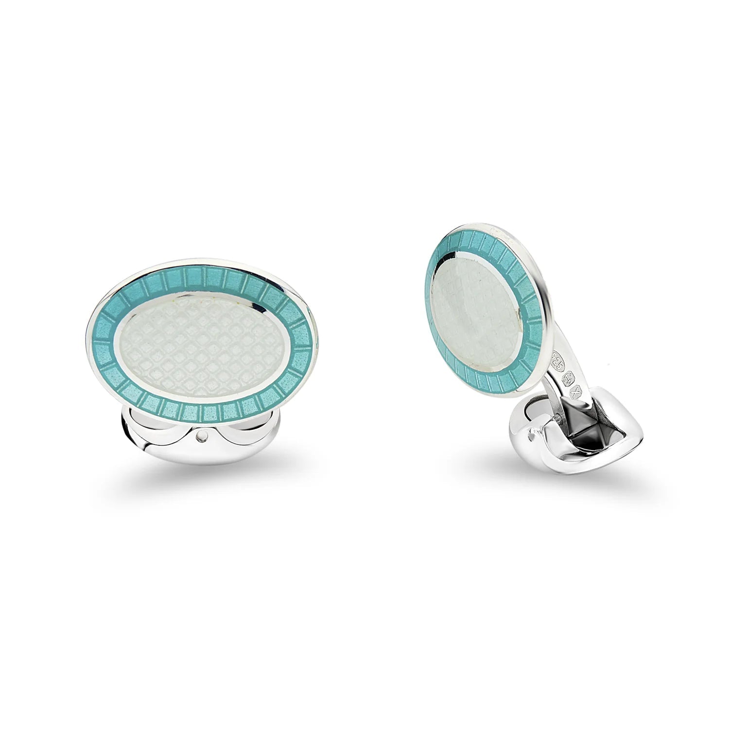 Sterling Silver Turquoise & Clear Enamel Cufflinks – Deakin & Francis (Pre - Order) - EB London