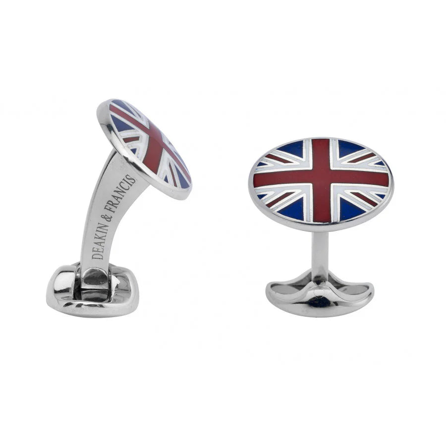 Luxury Sterling Silver Union Jack Enamel Cufflinks - Deakin & Francis | EB London