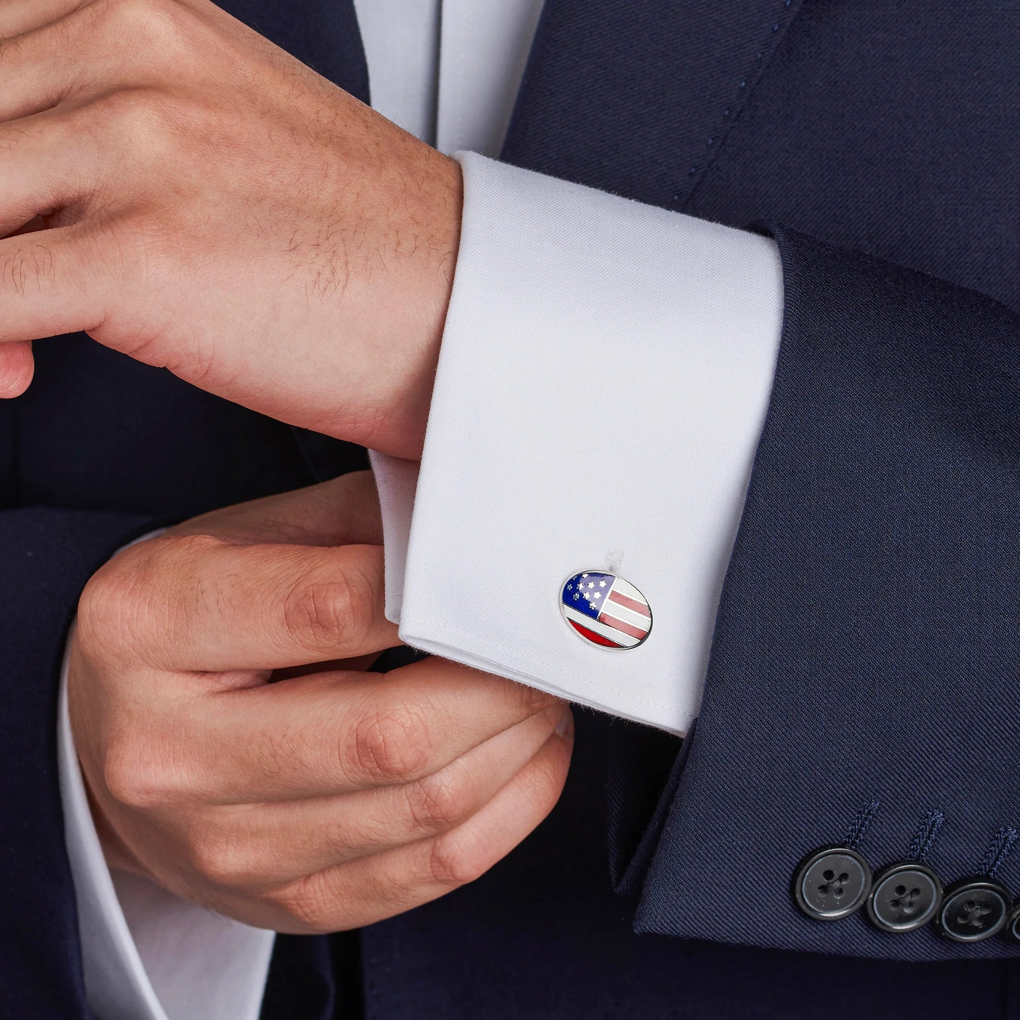 Sterling Silver USA Enamel Cufflinks – Deakin & Francis - EB London