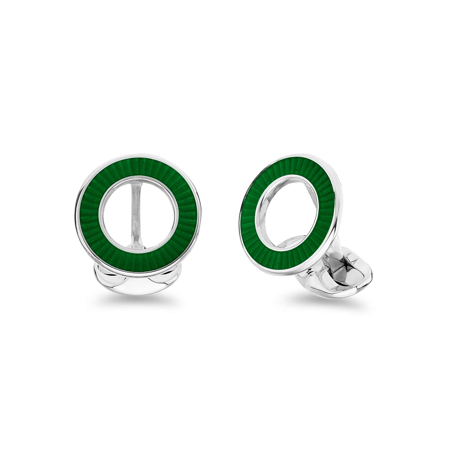 Luxury Sterling Silver Forest Green Enamel Faceted Cufflinks - Deakin & Francis | EB London