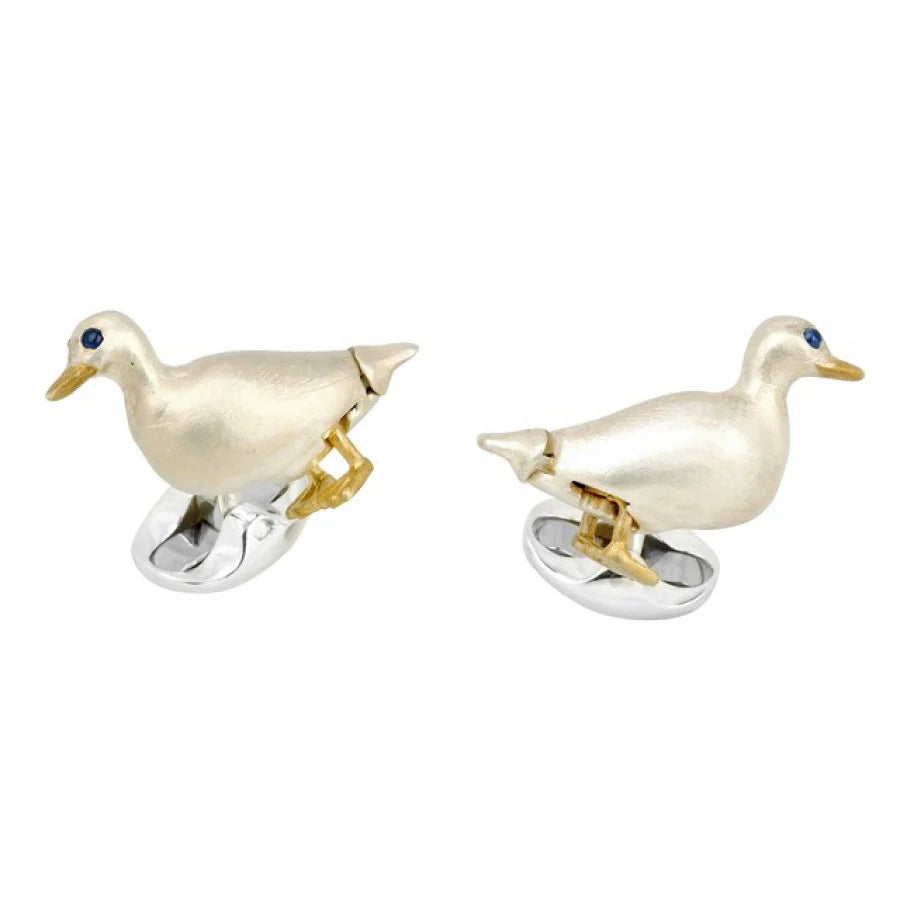 Sterling Silver Waddling Duck Cufflinks with Sapphire Eyes – Deakin & Francis - EB London