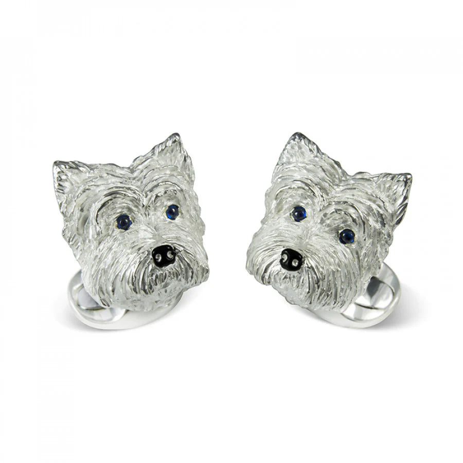 Sterling Silver West Highland Terrier Cufflinks with Sapphire Eyes - Deakin & Francis | EB London