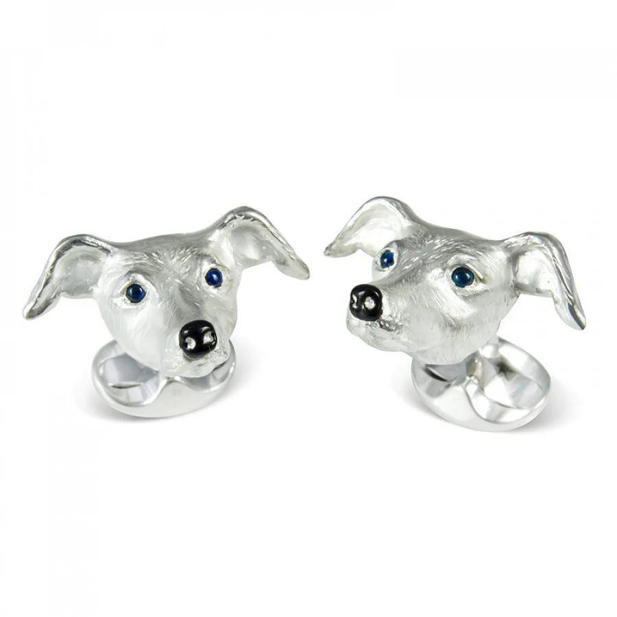 Sterling Silver Whippet Cufflinks with Sapphire Eyes - Deakin & Francis | EB London