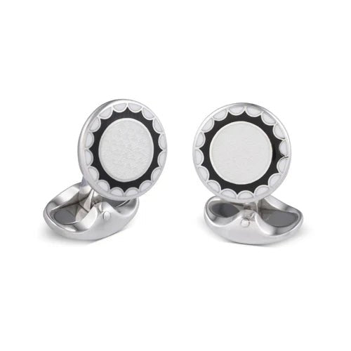 Sterling Silver White Black and Clear Enamel Round Cufflinks – Deakin & Francis - EB London