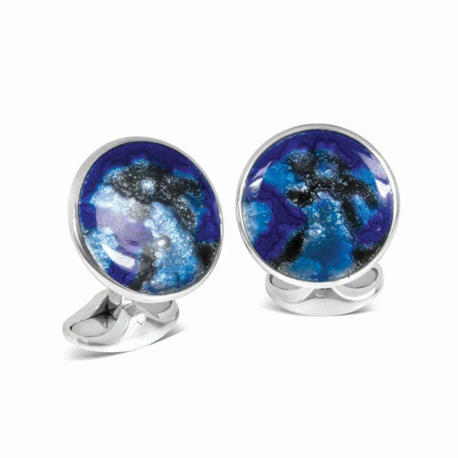 Sterling Silver Winter Haze Cufflinks with Blue Swirling Enamel – Deakin & Francis - EB London