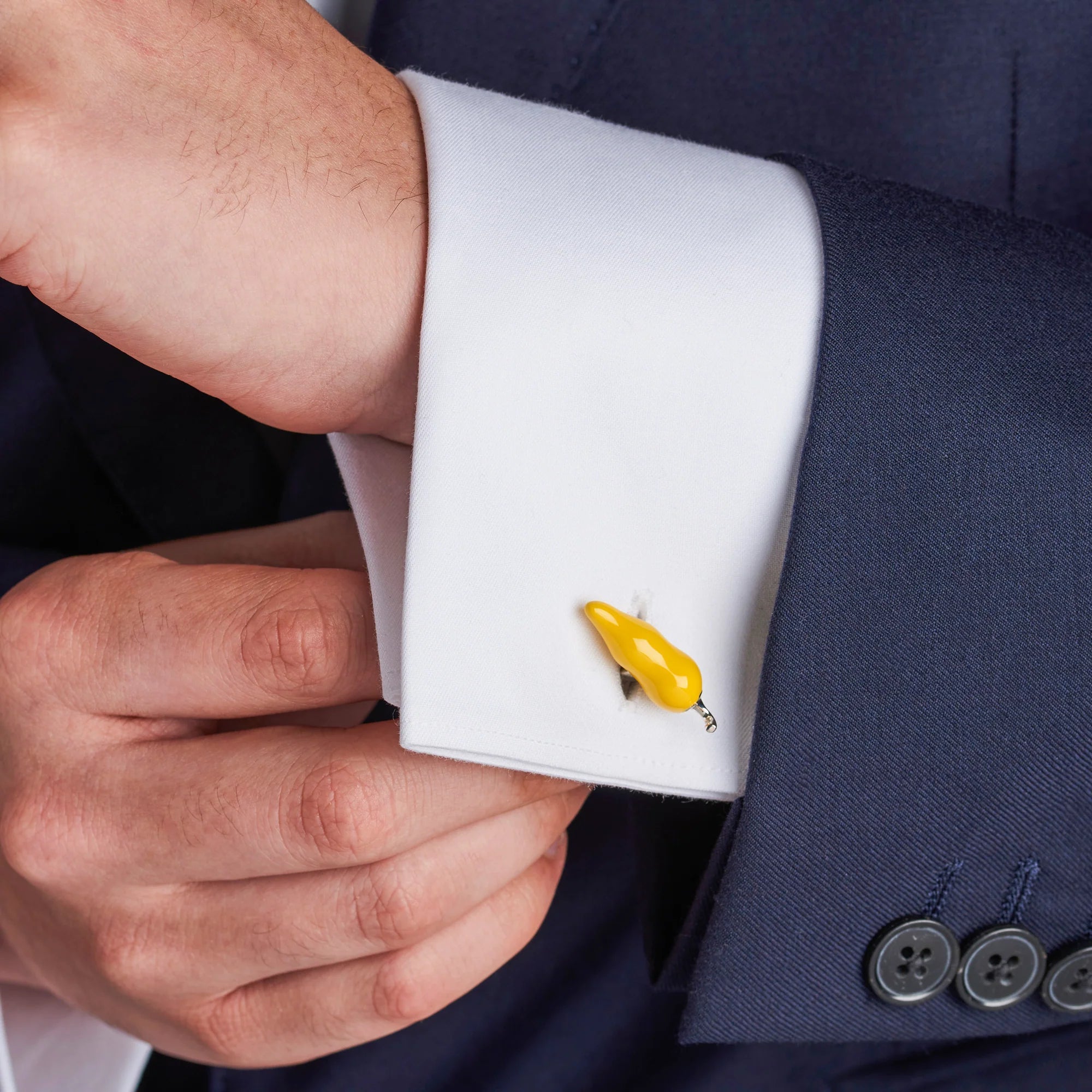 Sterling Silver Yellow Enamel Chilli Pepper Cufflinks – Deakin & Francis - EB London