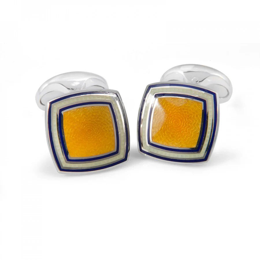 Sterling Silver Yellow Enamel Cufflinks with Striped Border – Deakin & Francis - EB London