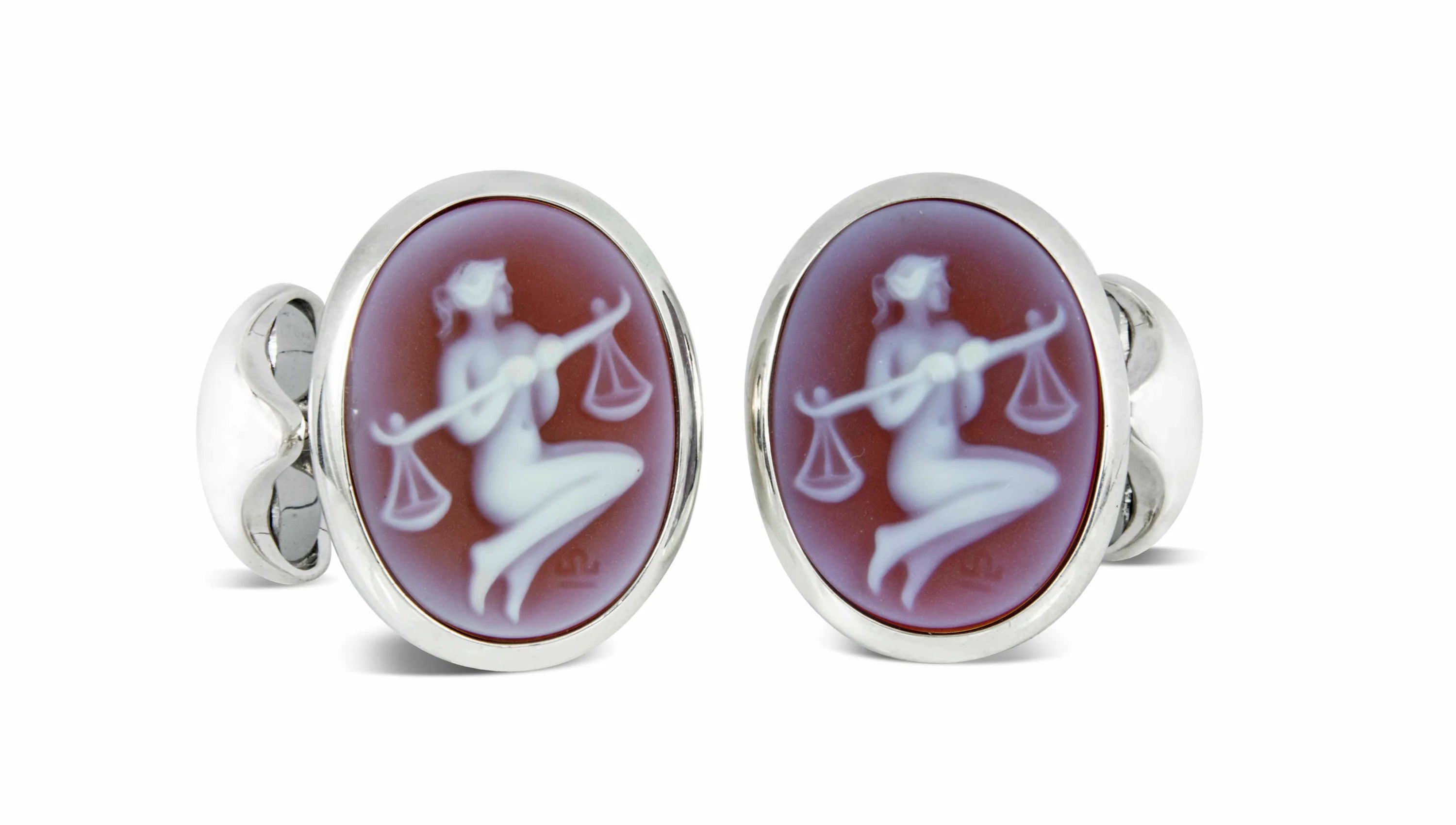 Sterling Silver Zodiac Cufflinks – Libra with Sardonyx Stone – Deakin & Francis - EB London