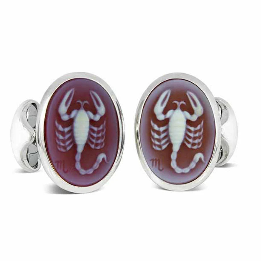 Sterling Silver Zodiac Cufflinks – Scorpio with Sardonyx Stone – Deakin & Francis - EB London