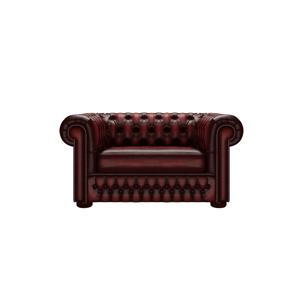 Sofa by Saxon - Heritage Chesterfield 1.5 Seater Sofa - Handcrafted Leather – Antique Red / Oxblood - EB London