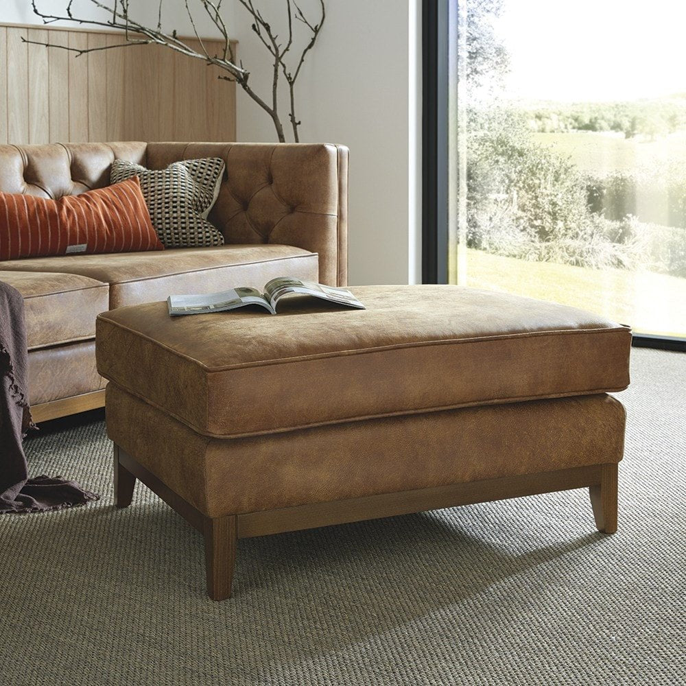 The Saxon Chiswick Large Footstool | Handcrafted British Upholstered Footstool - EB London