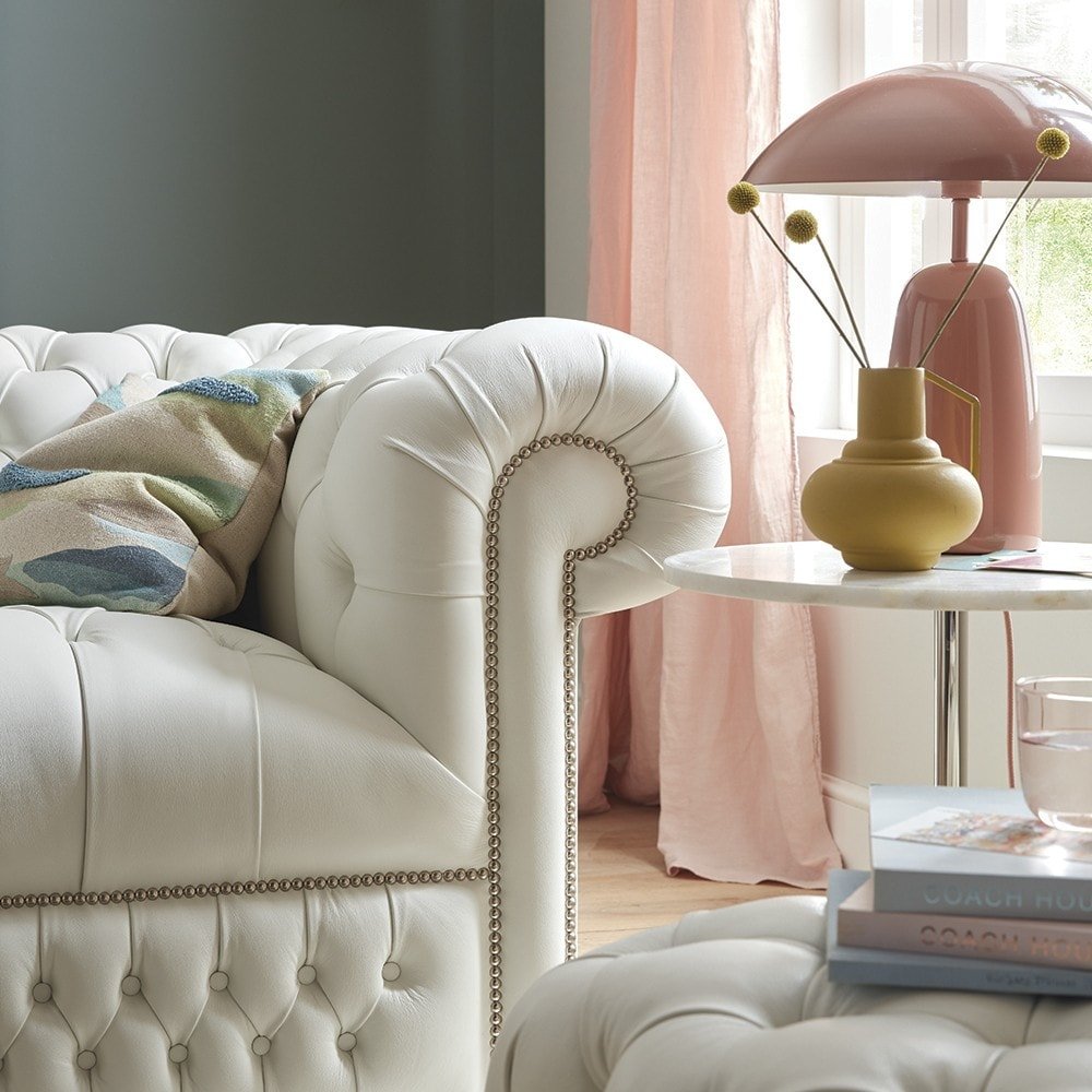 The Saxon Classic Belgravia 2 Seater Sofa | Hand - Burnished Leather Chesterfield - EB London