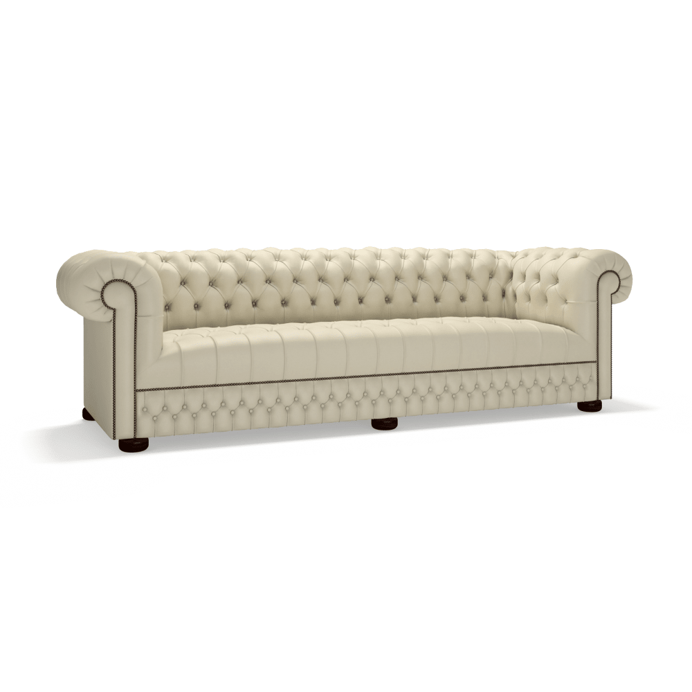 The Saxon Classic Belgravia 4 Seater Sofa | Hand - Burnished Leather Chesterfield - EB London