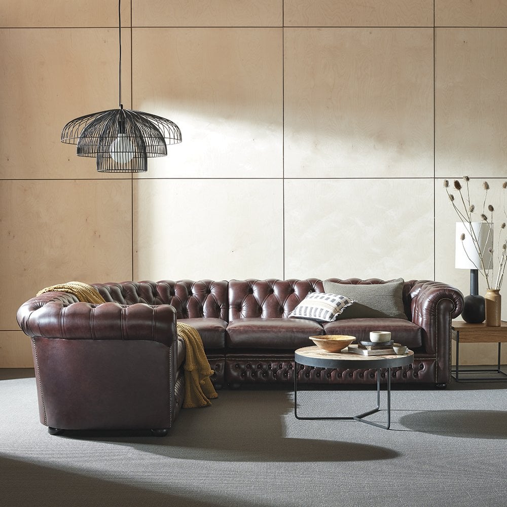 The Saxon Heritage Knightsbridge Sectional Sofa Corner Unit 1x2 | Hand - Burnished British Upholstery - EB London