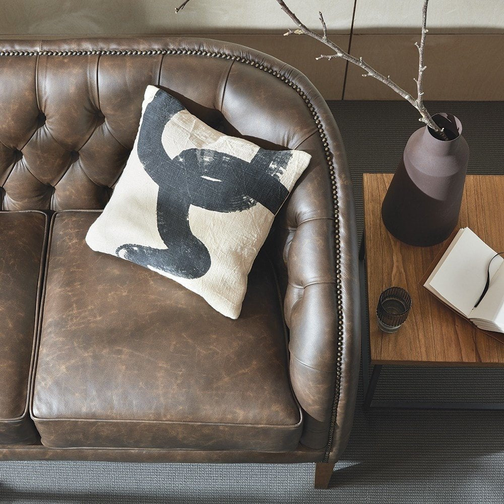 The Saxon Heritage Mayfair 2 Seater Sofa | Hand - Burnished Leather Chesterfield - EB London