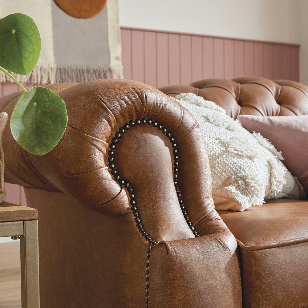 The Saxon Heritage Oxford 2 Seater Sofa | Hand - Burnished Leather Chesterfield - EB London