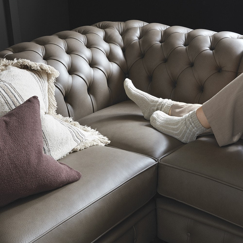 The Saxon Heritage Regent Sectional Sofa Corner Unit 2x1 | Hand - Burnished Leather Chesterfield - EB London