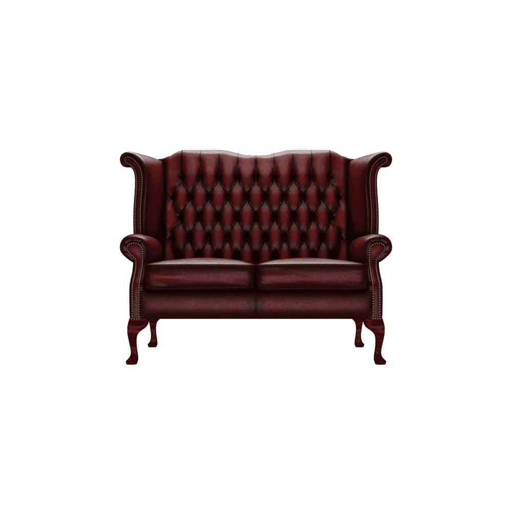 The Saxon Heritage Scroll 2 Seater Sofa | Hand - Burnished Leather Chesterfield - EB London