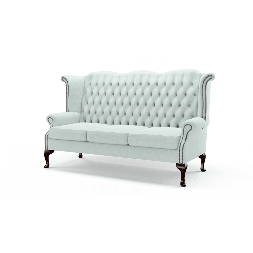 The Saxon Heritage Scroll 3 Seater Sofa | Hand - Burnished Leather Chesterfield - EB London