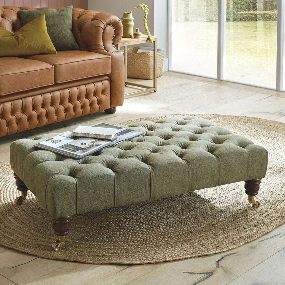 The Saxon Premium Pimlico Footstool | Handcrafted British Upholstered Accent Piece - EB London