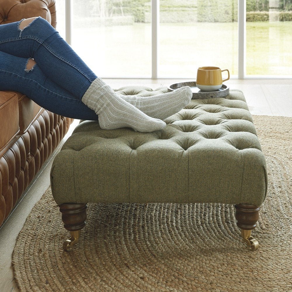 The Saxon Premium Pimlico Footstool | Handcrafted British Upholstered Accent Piece - EB London