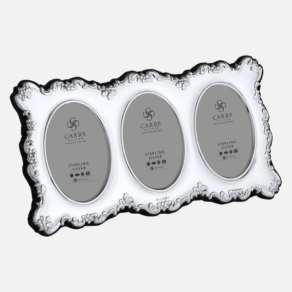 Carrs Silver traditional sterling silver photograph frame with grey velvet back, hallmarked, 8 cm x 6 cm