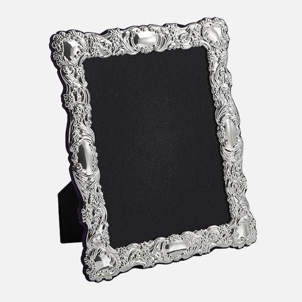 Carrs Silver traditional sterling silver photo frame with grey velvet back, hallmarked, handcrafted in Sheffield, England