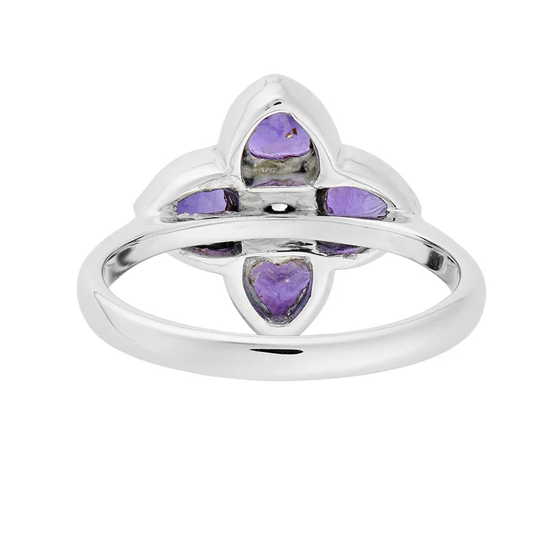18ct White Gold Amethyst and Diamond Cluster Ring – Deakin & Francis