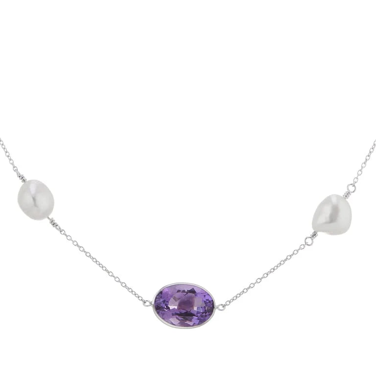 necklace with amethyst, pearl gemstones by Deakin & Francis at EB London