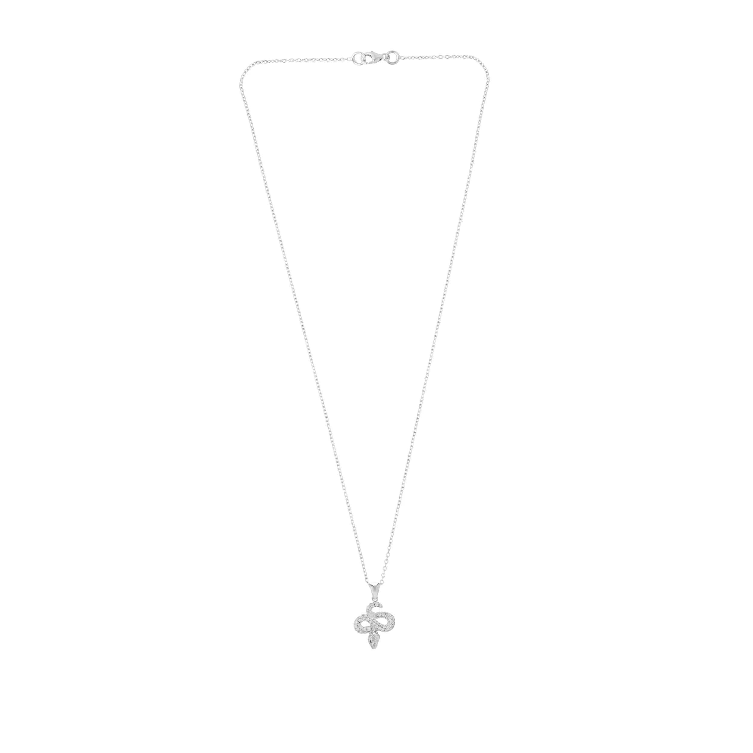White Gold Diamond Snake Pendant Ruby Eyes - Deakin & Francis