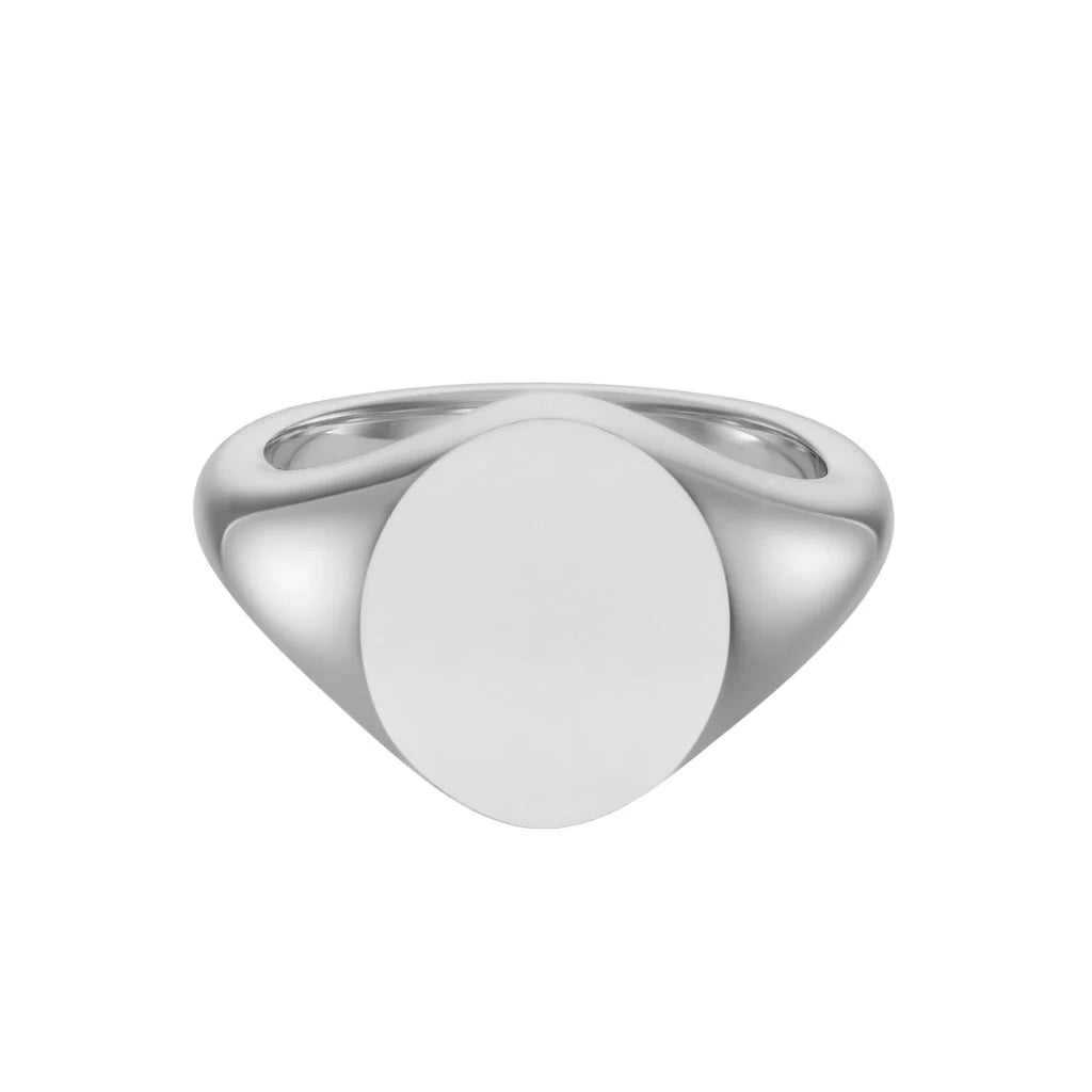 9ct white gold oval signet ring 14.5x11.5mm by Deakin & Francis at EB London