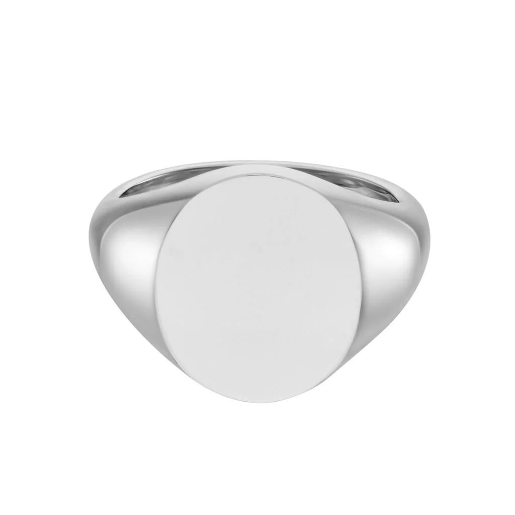 9ct white gold oval signet ring 15.5x13.5mm by Deakin & Francis at EB London