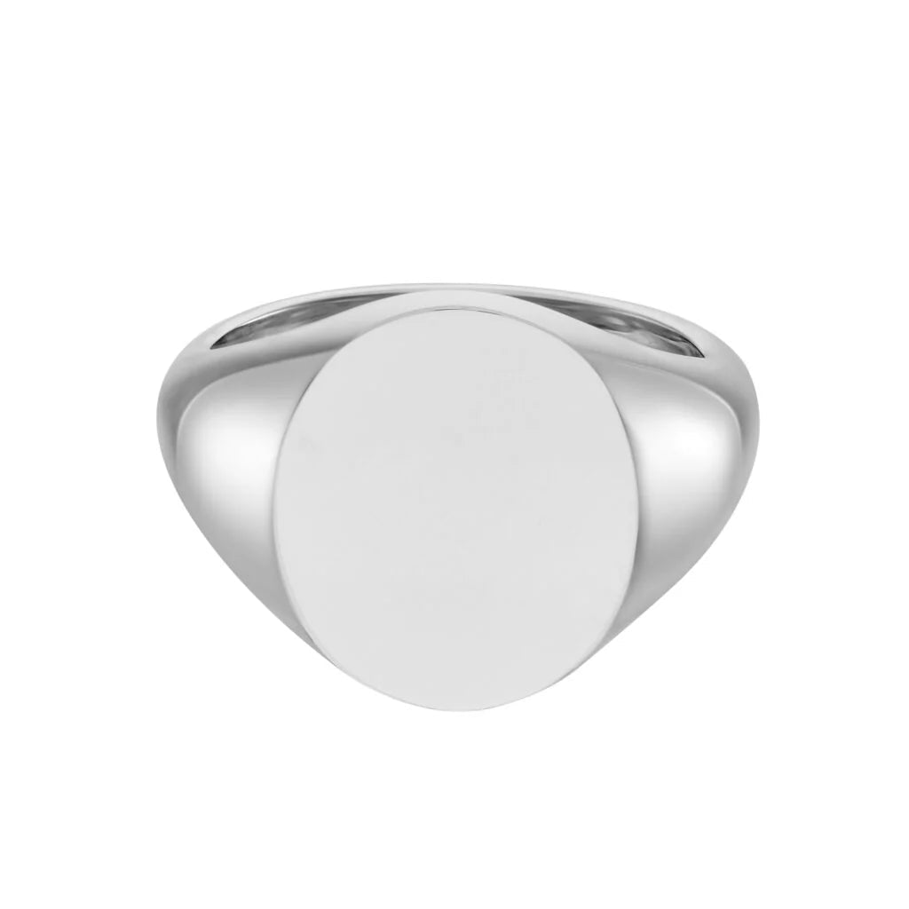 White Gold Oval Signet Ring (15.5x13.5mm) – 9ct – Deakin & Francis - EB London