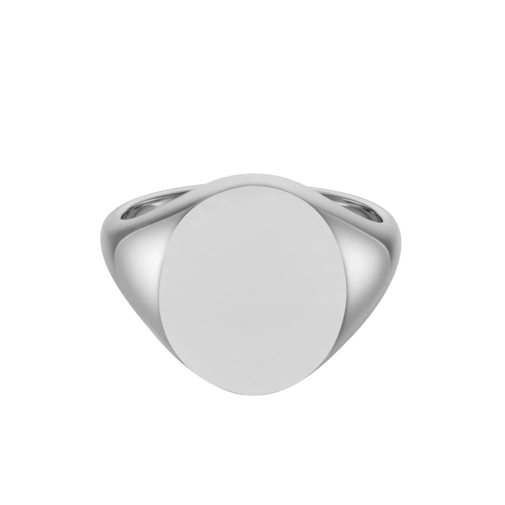 White Gold Oval Signet Ring (16.5x14mm) – 18ct – Deakin & Francis - EB London
