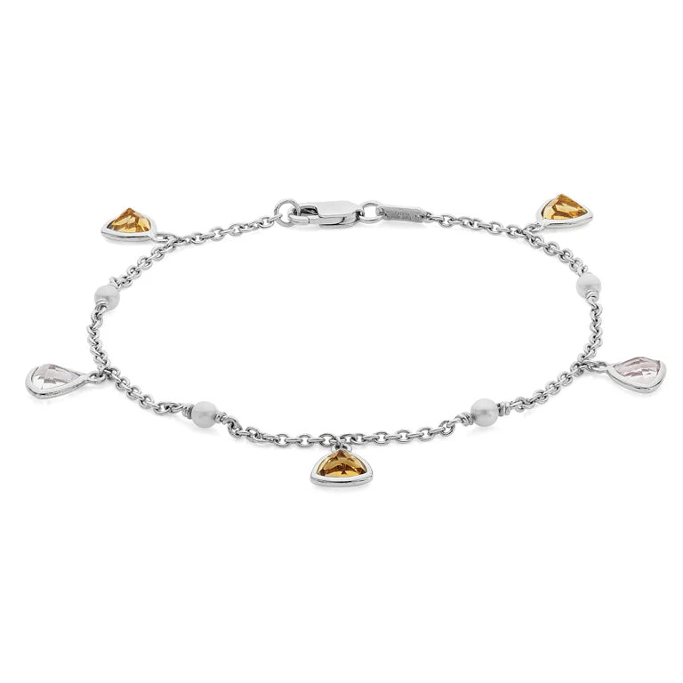 White Gold Pink Morganite, Citrine and Cultured Pearl Bracelet – Deakin & Francis