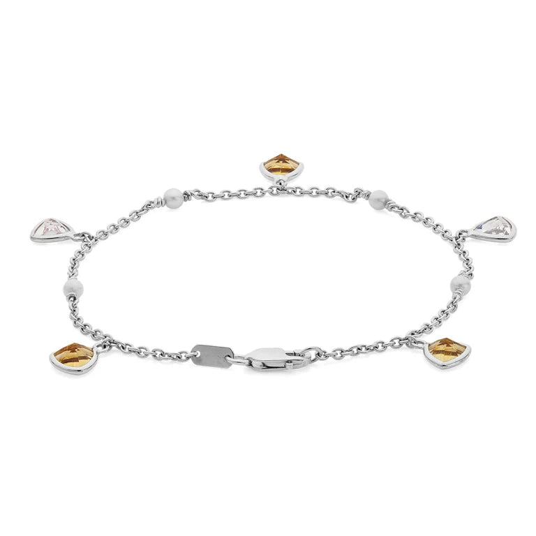 White Gold Pink Morganite, Citrine and Cultured Pearl Bracelet – Deakin & Francis