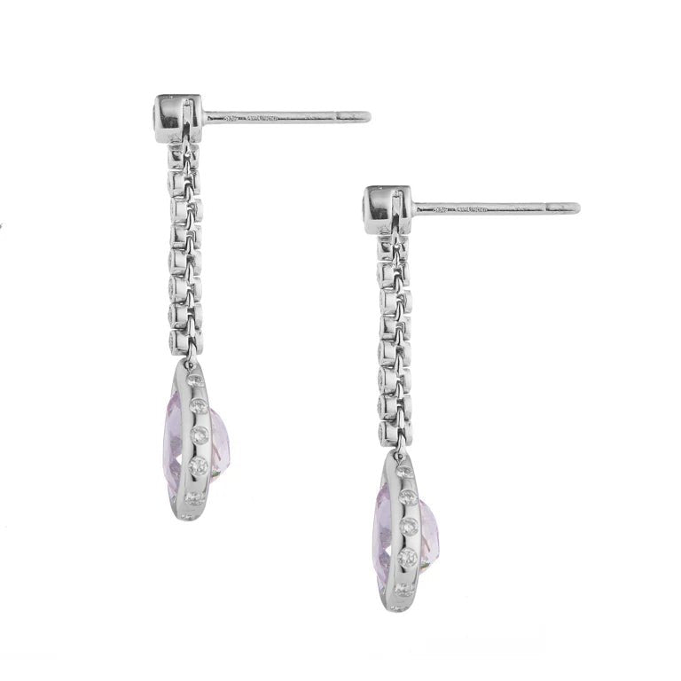 White Gold Sapphire, Diamond and Kunzite Drop Earrings – Deakin & Francis - EB London