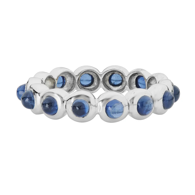 18ct white gold cabochon sapphire eternity ring fourteen round sapphires by Deakin & Francis at EB London