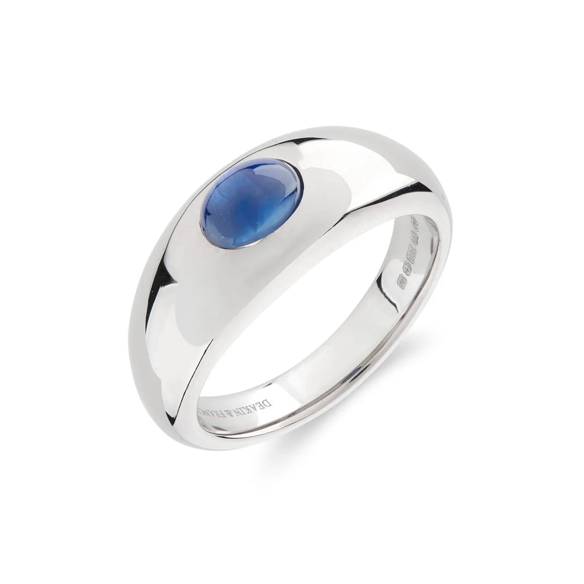 white gold gypsy ring with cabochon sapphire centre by Deakin & Francis at EB London