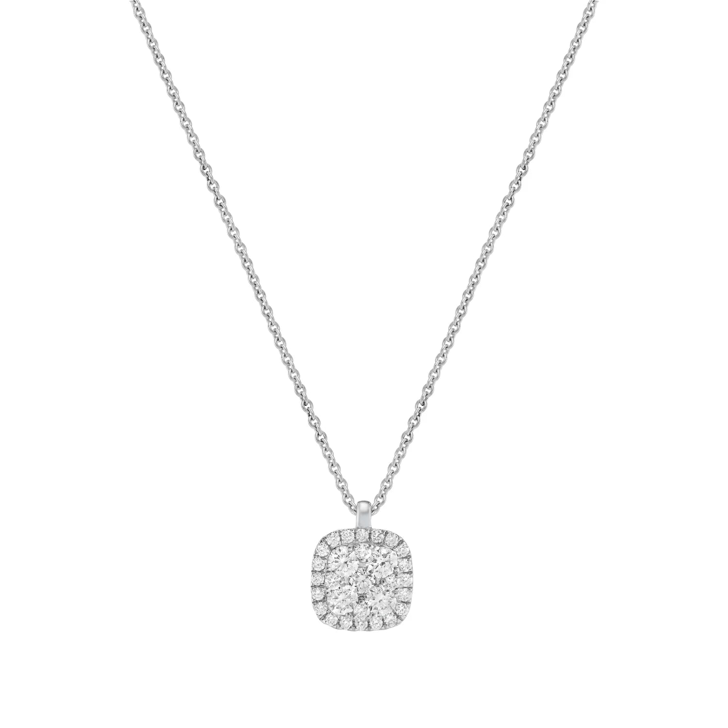 18ct white gold square shaped diamond pendant with 0.36ct diamond by Deakin & Francis at EB London